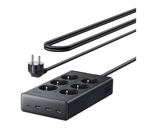UGREEN Listwa zasilająca S622 6xAC + 3xUSB + USB-C GaN 1.5m czarna - 1501493 - zdjęcie 3